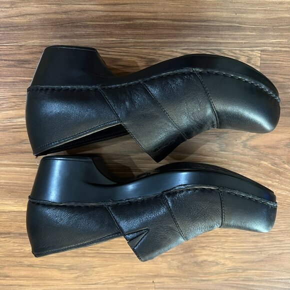 Dansko Tinley Women Size 38  Black Leather Professional Medical Clogs Unique - Picture 6 of 7